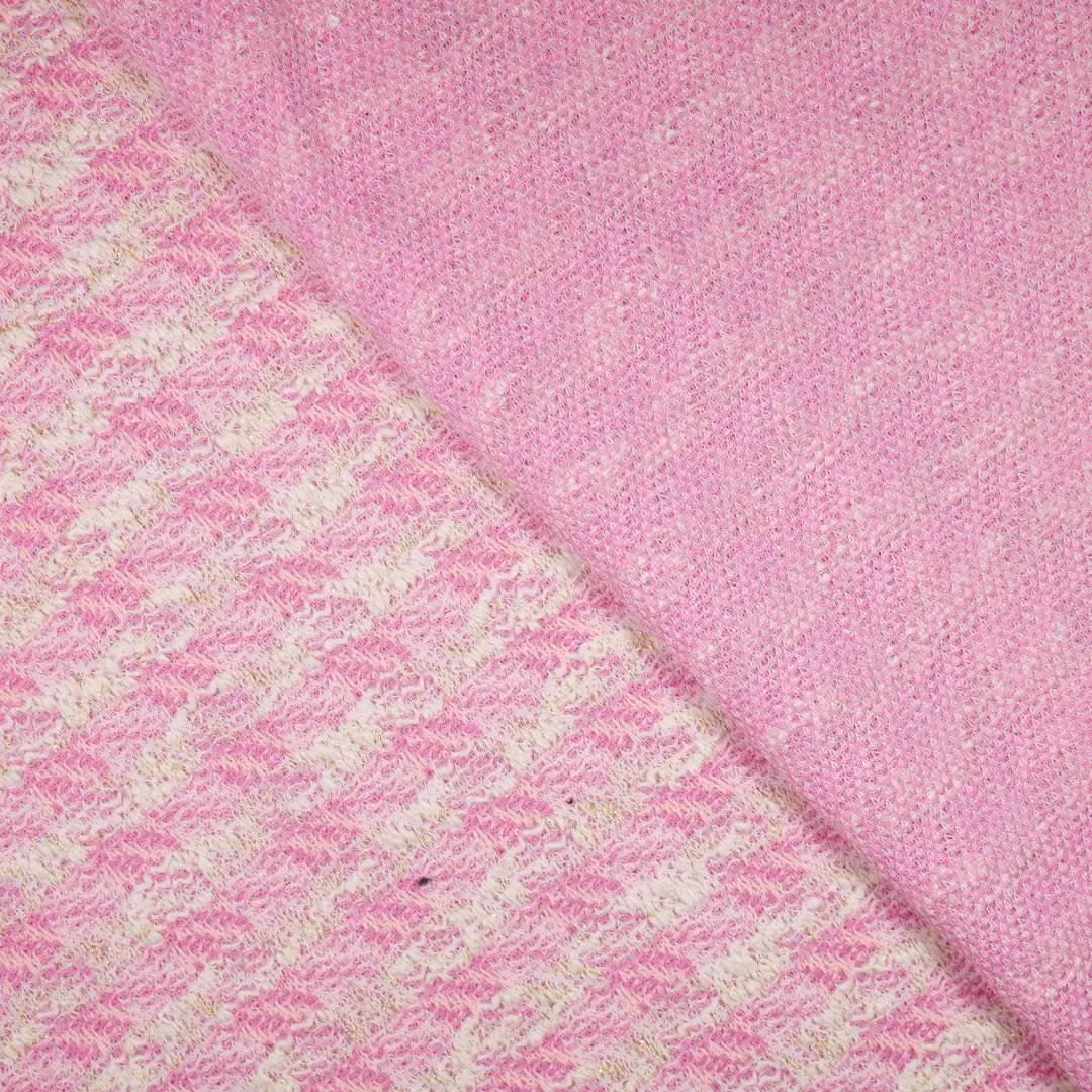 China Fabric for Dresses (Pullover) ,Skirt  Jacquard Knit Fabric Cotton Lurex Spandex Polyester Pink color buy from China wholesaler bulk order at wholesale price free worldwide shipping Alibaba