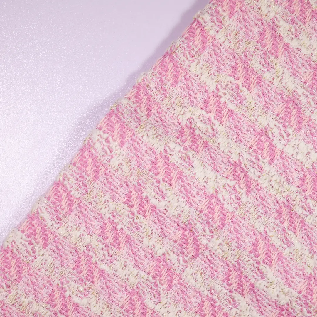 China Fabric for Dresses (Pullover) ,Skirt  Jacquard Knit Fabric Cotton Lurex Spandex Polyester Pink color buy from China wholesaler bulk order at wholesale price free worldwide shipping Alibaba