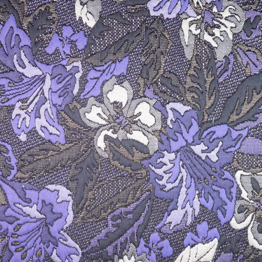 China Fabric for Jackets,Skirt Jacquard Knit Fabric Rayon Lurex Spandex Polyester BlueViolet color buy from China wholesaler bulk order at wholesale price free worldwide shipping Alibaba