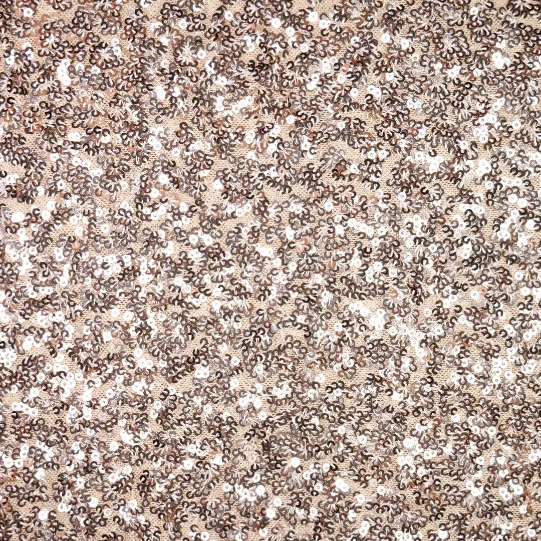 China Fabric for Ladies Vest ,Skirt  Sequined Mesh Fabric Knit Fabric Polyester Spandex Antique White color buy from China wholesaler bulk order at wholesale price free worldwide shipping Alibaba