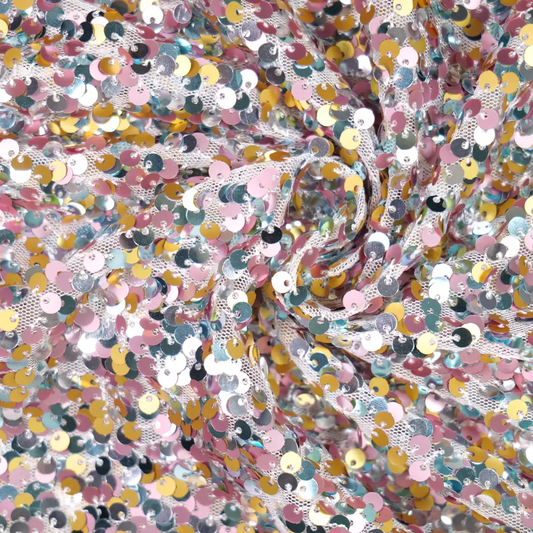 China Fabric for Shorts,Skirt  Sequined Mesh Fabric Knit Fabric Polyester Pink color buy from China wholesaler bulk order at wholesale price free worldwide shipping Alibaba