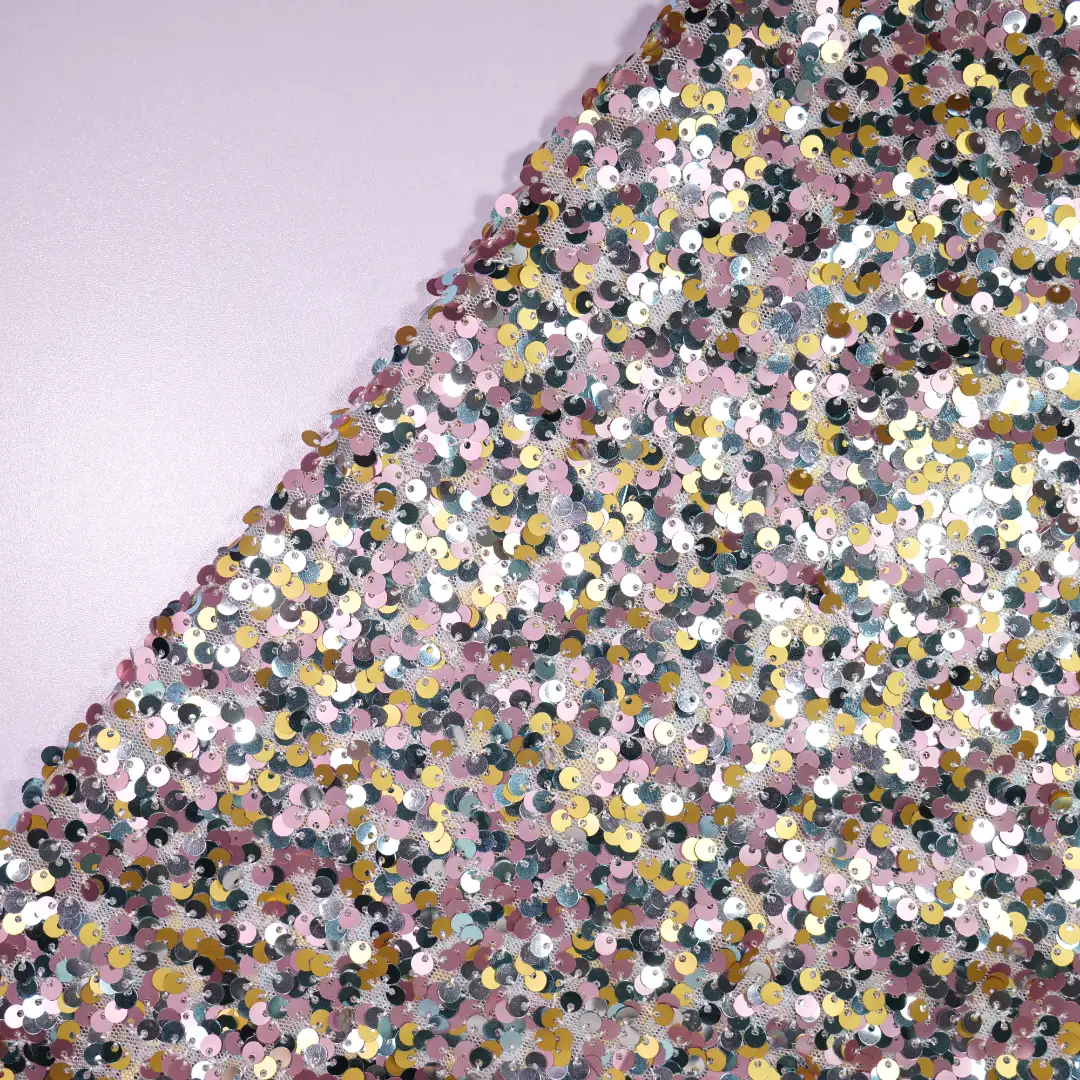 China Fabric for Shorts,Skirt  Sequined Mesh Fabric Knit Fabric Polyester Pink color buy from China wholesaler bulk order at wholesale price free worldwide shipping Alibaba