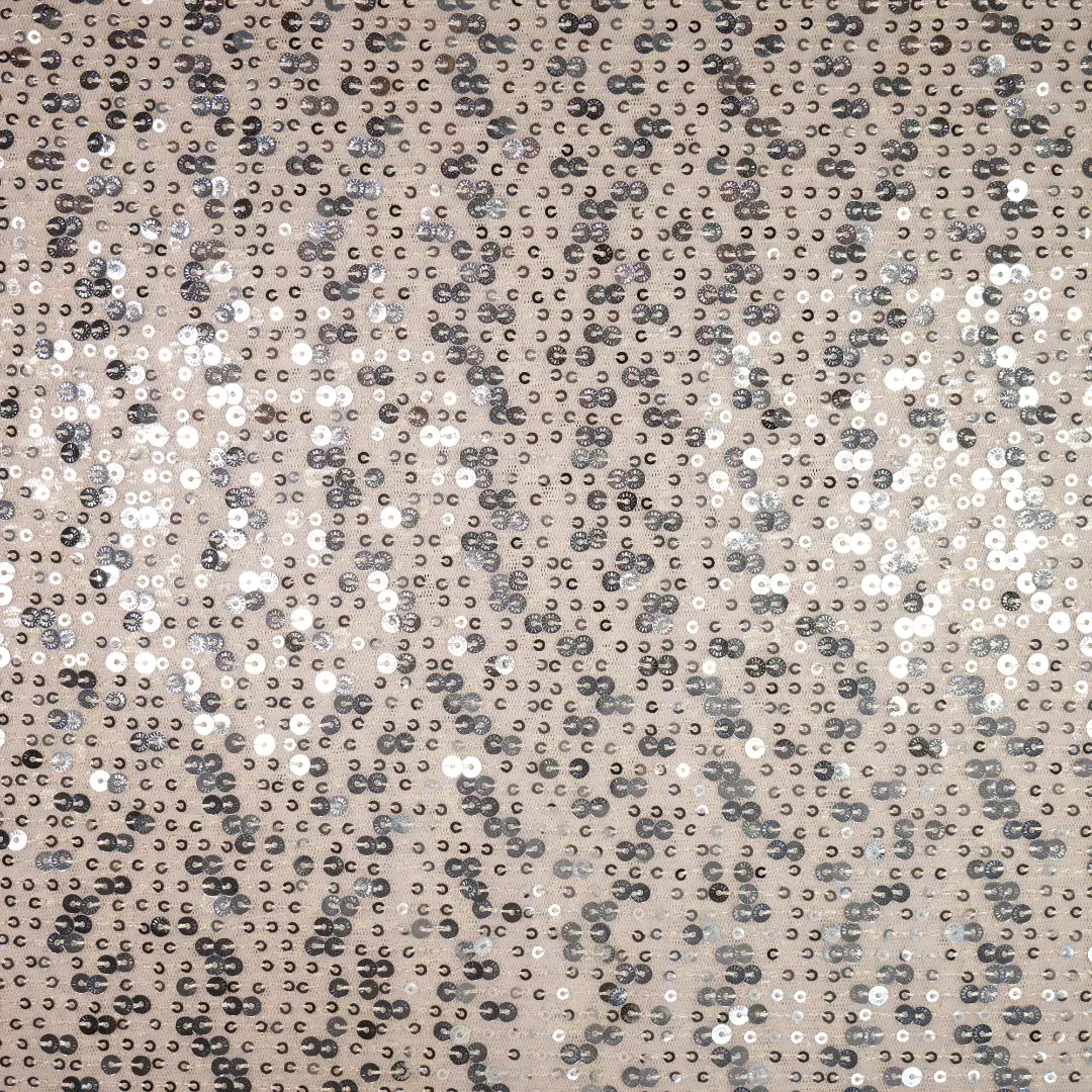 China Fabric for Skirt  Sequined Mesh Fabric Knit Fabric Polyester Antique White color buy from China wholesaler bulk order at wholesale price free worldwide shipping Alibaba