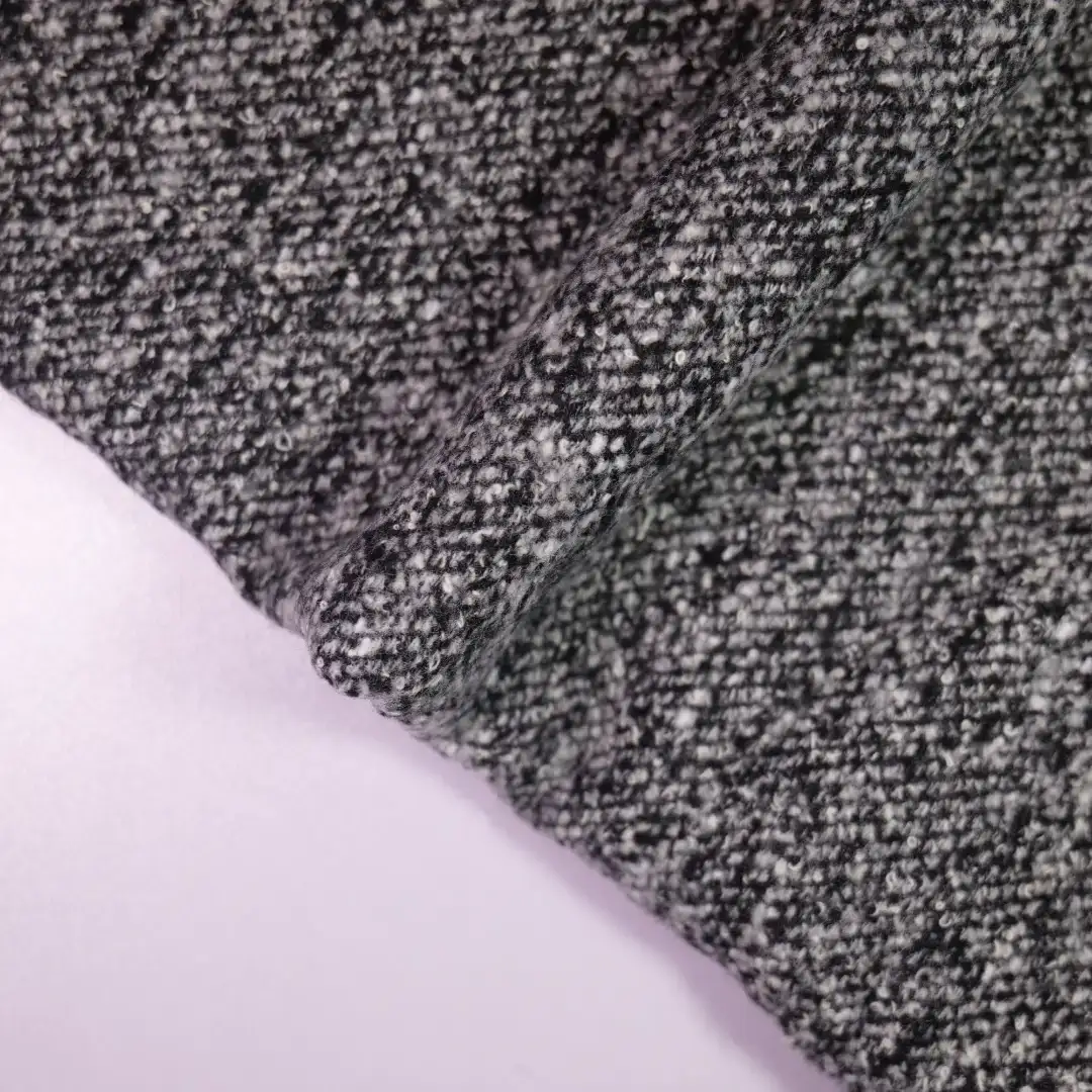 China Fabric for Jackets,Blazer,Skirt,Overcoat Chanel-Style Fabric Woolen Wool Polyester Chemical Fiber DarkGrey color buy from China wholesaler bulk order at wholesale price free worldwide shipping Alibaba