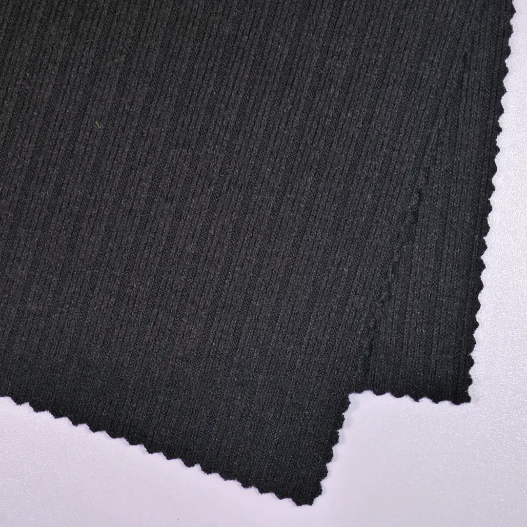 China Fabric for Tank Top,Hoodie Rib Knit Fabric Rayon Polyester Nylon Spandex black color buy from China wholesaler bulk order at wholesale price free worldwide shipping Alibaba