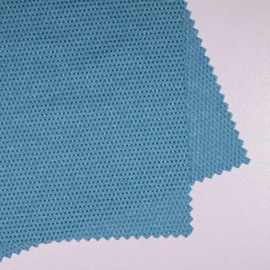 China Fabric for T-Shirt,Polo Shirt Mesh Knit Fabric Polyester Spandex blue color buy from China wholesaler bulk order at wholesale price free worldwide shipping Alibaba