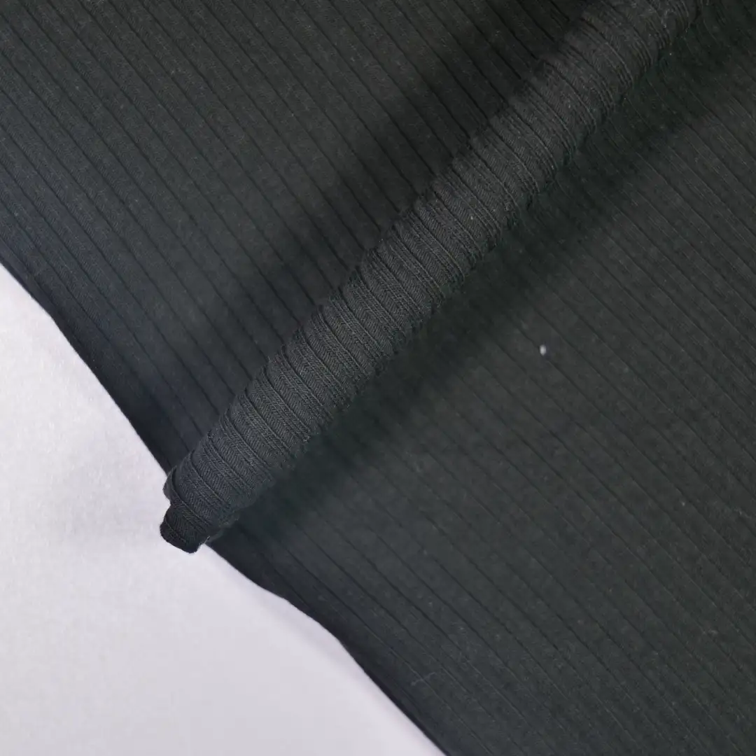 China Fabric for Hoodie,Long Sleeve Base Layer Top,Kids Rounded Cardigan (Sweater) Rib Knit Fabric Polyester Spandex black color buy from China wholesaler bulk order at wholesale price free worldwide shipping Alibaba