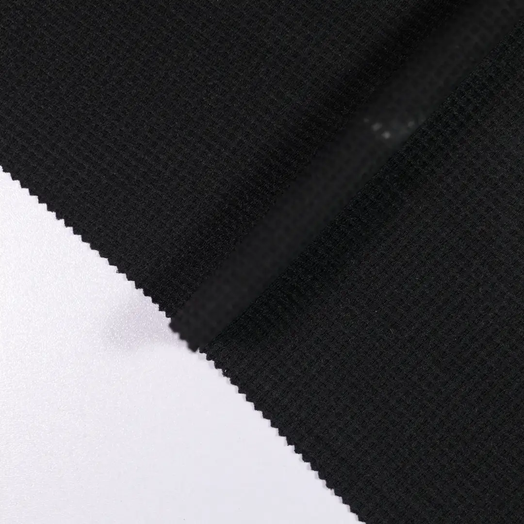 China Fabric for Hoodie,Trench Coat Rib Knit Fabric Polyester Spandex BLACK color buy from China wholesaler bulk order at wholesale price free worldwide shipping Alibaba