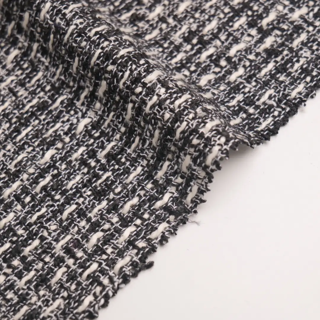 China Fabric for Blazer,Trench Coat,Overcoat Chanel-Style Fabric Woolen Polyester white&black color buy from China wholesaler bulk order at wholesale price free worldwide shipping Alibaba