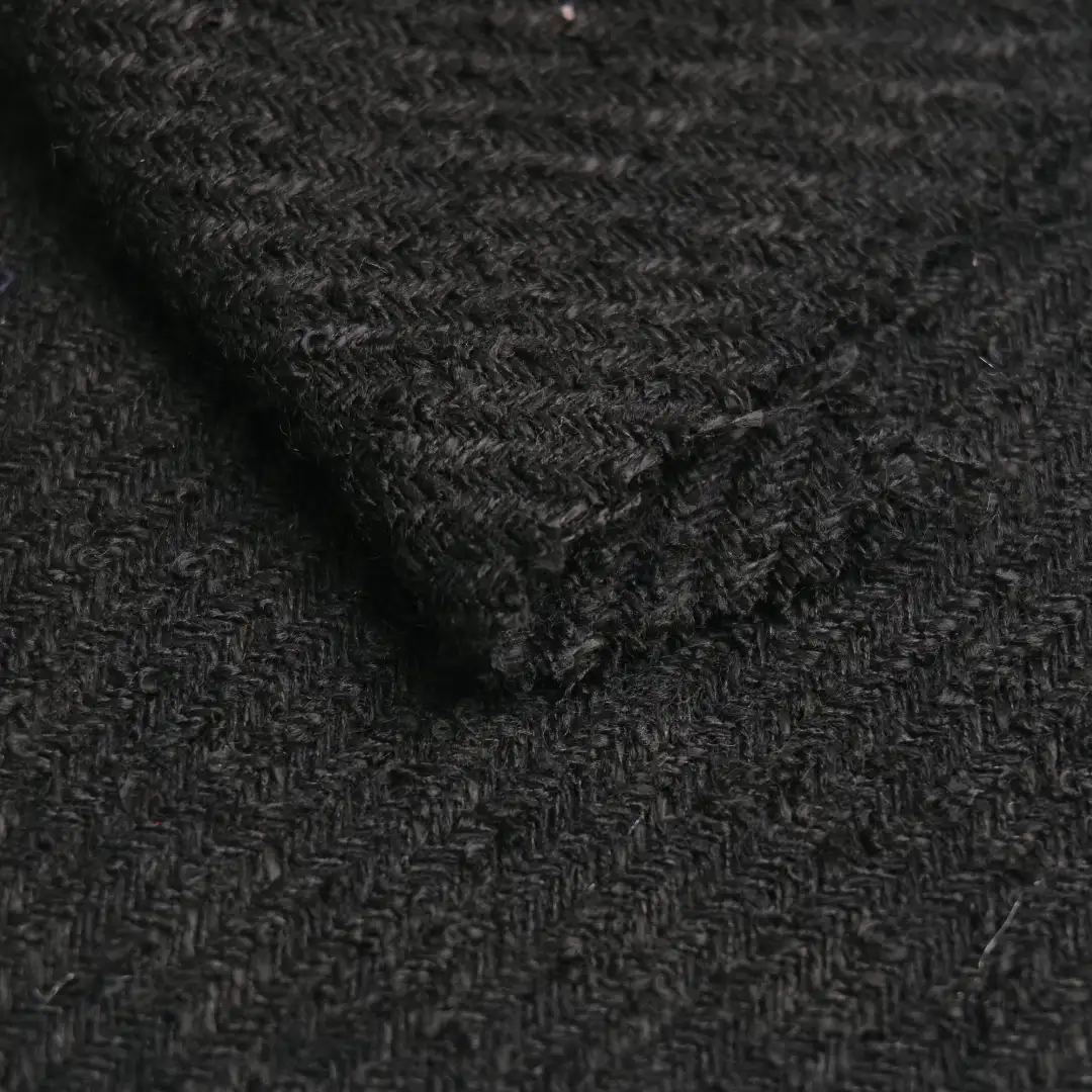China Fabric for Overcoat Chanel-Style Fabric Woolen Polyester black color buy from China wholesaler bulk order at wholesale price free worldwide shipping Alibaba