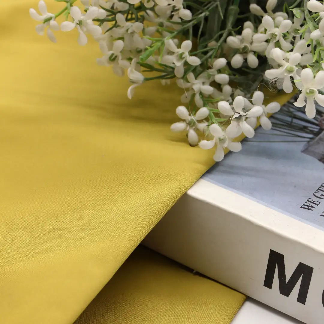 China Fabric for Shirt,Blouse,Shirt Long Sleeve Button ,Over Shirt Polyester Memory Fabric Synthetic Woven Fabric Polyester YELLOW color buy from China wholesaler bulk order at wholesale price free worldwide shipping Alibaba