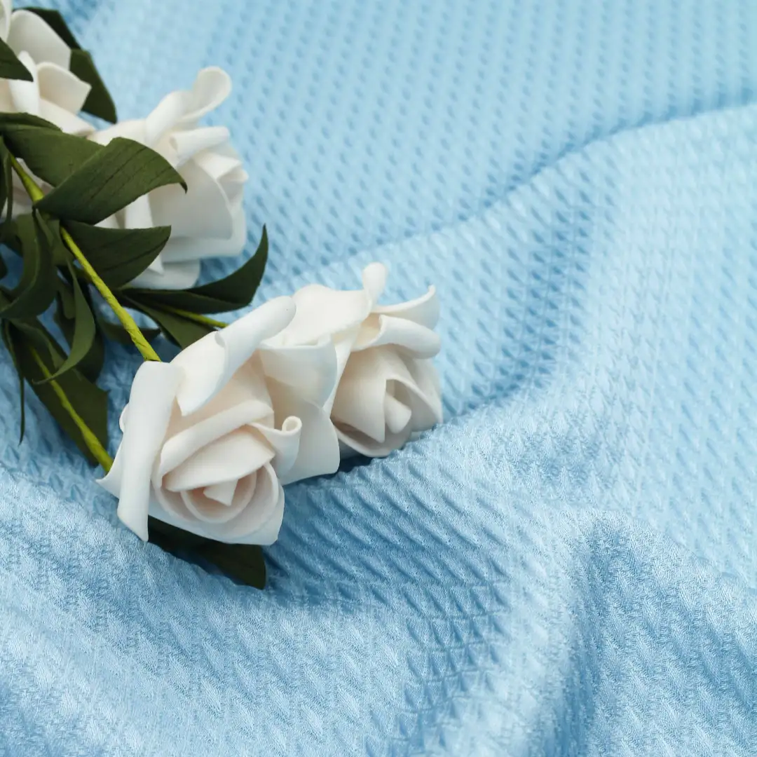 China Fabric for Blouse Jacquard Natural Woven Fabric Acetate Polyester Spandex blue color buy from China wholesaler bulk order at wholesale price free worldwide shipping Alibaba