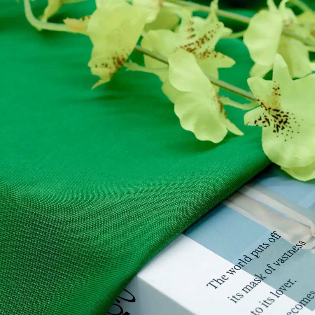 China Fabric for T-Shirt,Polo Shirt,Crew Neck Pullover  Single Jersey Knit Fabric Cotton Polyester green color buy from China wholesaler bulk order at wholesale price free worldwide shipping Alibaba