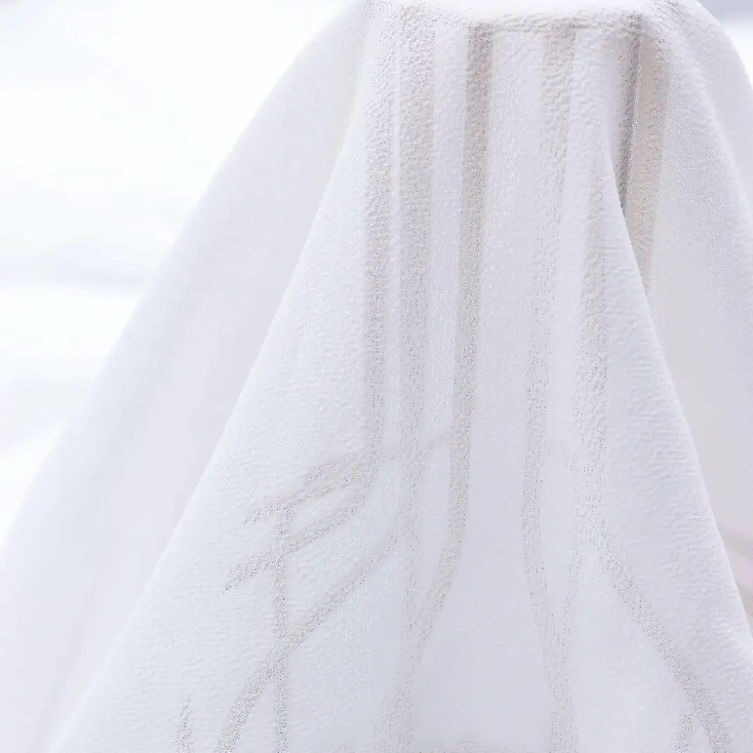 China Fabric for Skirt Chiffon Synthetic Woven Fabric Polyester Milky white color buy from China wholesaler bulk order at wholesale price free worldwide shipping Alibaba