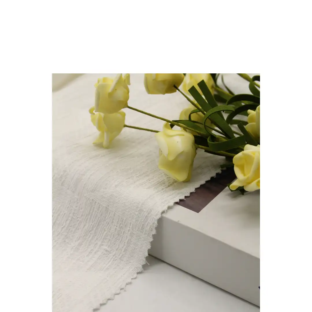 China Fabric for Blouse,Crop Top Cotton/Rayon Jacquard Woven Blended Fabric Cotton Rayon Linen white color buy from China wholesaler bulk order at wholesale price free worldwide shipping Alibaba