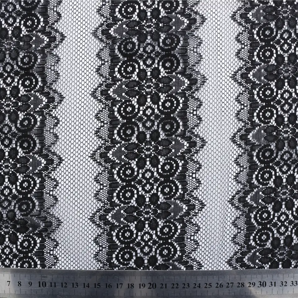 China Fabric for Blouse,Skirt,Dresses (Cardigan Open)  Lace Knit Fabric Polyester black color buy from China wholesaler bulk order at wholesale price free worldwide shipping Alibaba