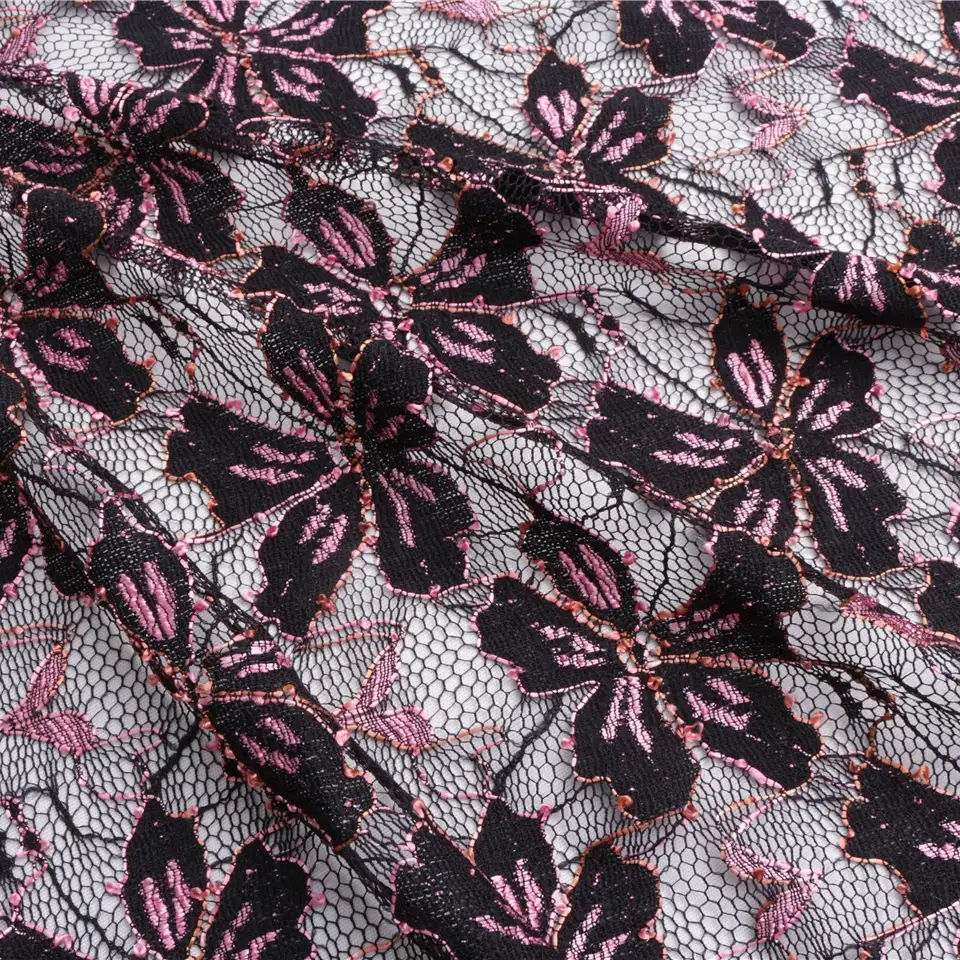 China Fabric for Blouse,Skirt Lace Knit Fabric Nylon Polyester Elastane black color buy from China wholesaler bulk order at wholesale price free worldwide shipping Alibaba