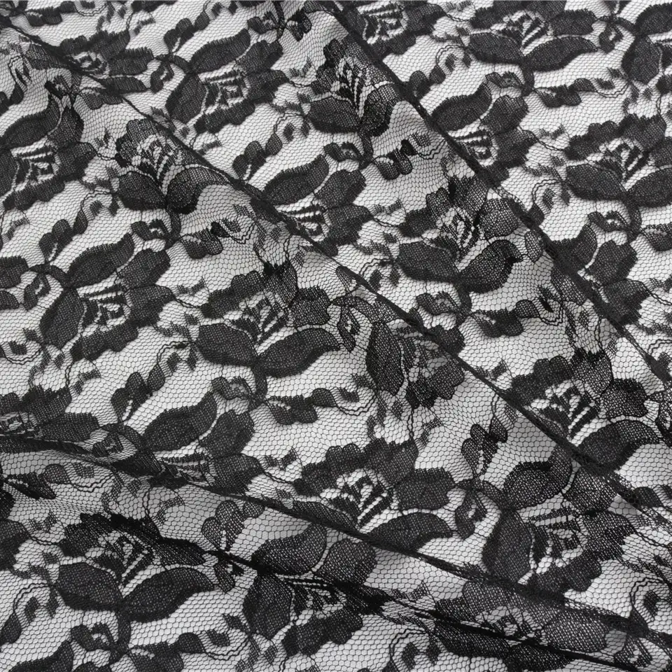 China Fabric for Shirt,Blouse,Skirt  Lace Knit Fabric Polyester black color buy from China wholesaler bulk order at wholesale price free worldwide shipping Alibaba