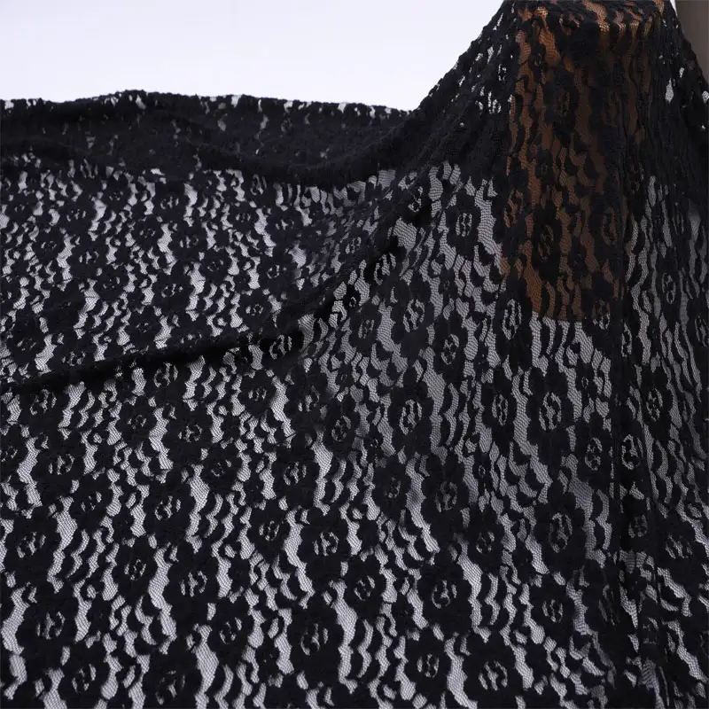 China Fabric for Shirt,Skirt,Skirt  Lace Knit Fabric Cotton Nylon Elastane black color buy from China wholesaler bulk order at wholesale price free worldwide shipping Alibaba