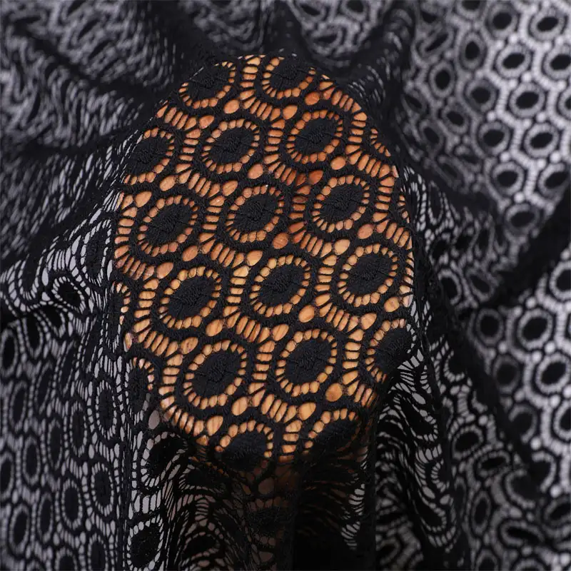 China Fabric for Shirt,Blouse,Skirt  Lace Knit Fabric Nylon Spandex black color buy from China wholesaler bulk order at wholesale price free worldwide shipping Alibaba