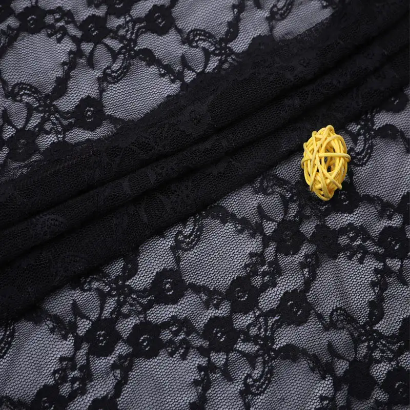 China Fabric for Shirt,Blouse,Skirt,Skirt  Lace Knit Fabric Nylon Spandex black color buy from China wholesaler bulk order at wholesale price free worldwide shipping Alibaba