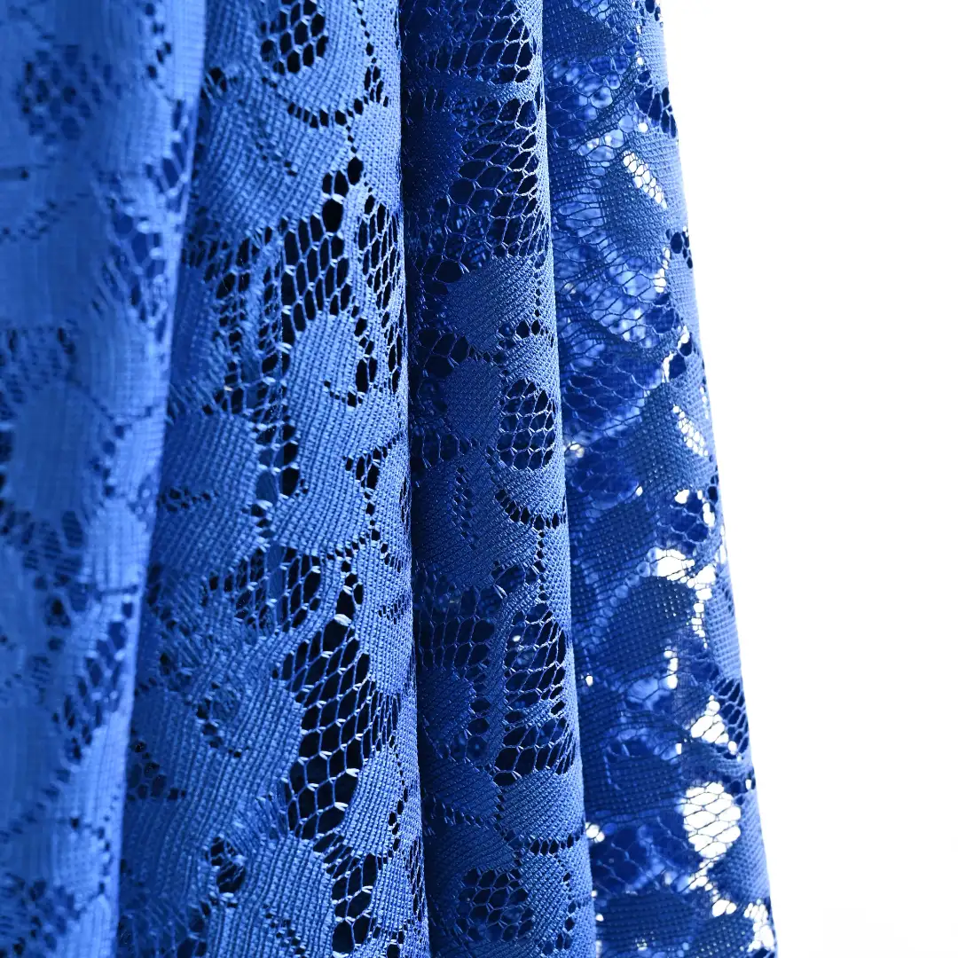 China Fabric for Shirt,T-Shirt,Blouse,Skirt  Lace Knit Fabric Polyester blue color buy from China wholesaler bulk order at wholesale price free worldwide shipping Alibaba