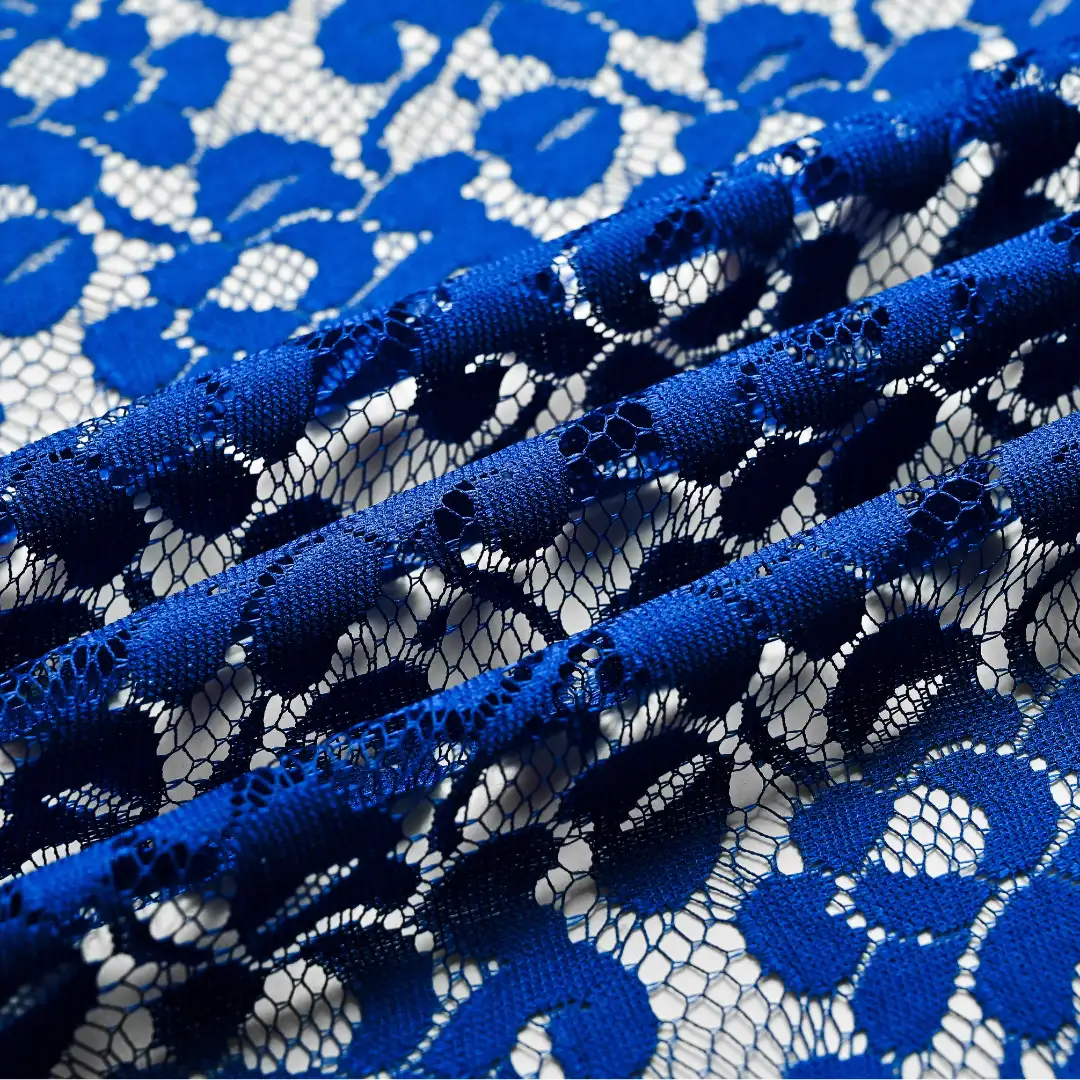 China Fabric for Shirt,T-Shirt,Blouse,Skirt  Lace Knit Fabric Polyester blue color buy from China wholesaler bulk order at wholesale price free worldwide shipping Alibaba