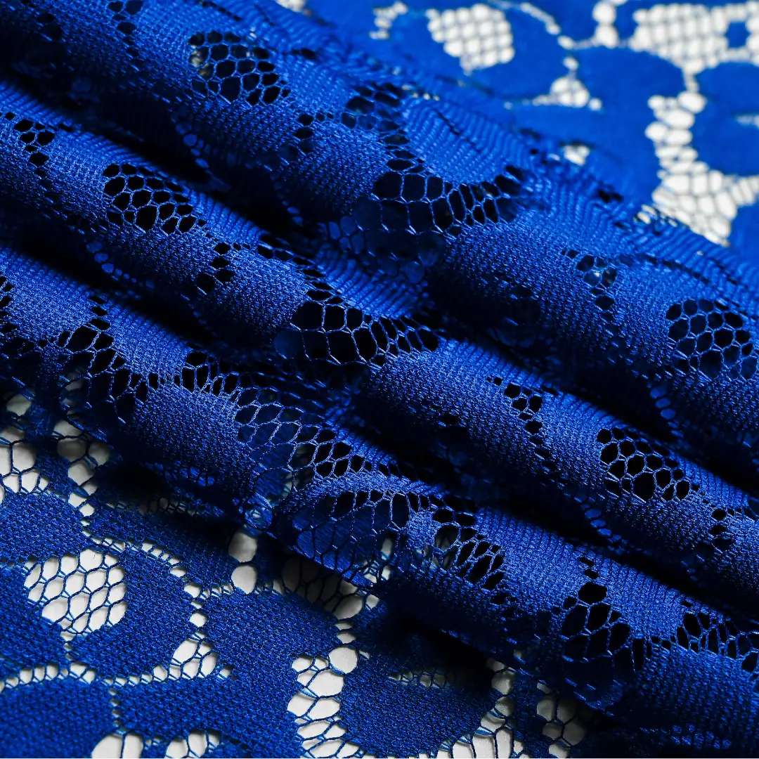 China Fabric for Shirt,T-Shirt,Blouse,Skirt  Lace Knit Fabric Polyester blue color buy from China wholesaler bulk order at wholesale price free worldwide shipping Alibaba