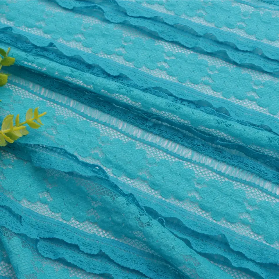 China Fabric for Shirt,Blouse,Skirt  Lace Knit Fabric Cotton Nylon Spandex blue color buy from China wholesaler bulk order at wholesale price free worldwide shipping Alibaba