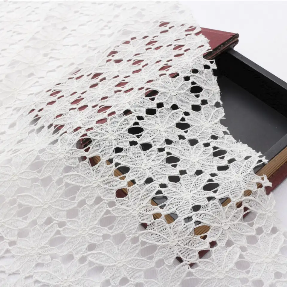 China Fabric for Shirt,Blouse,T-shirt ,Skirt  Lace Knit Fabric Cotton Polyester white color buy from China wholesaler bulk order at wholesale price free worldwide shipping Alibaba