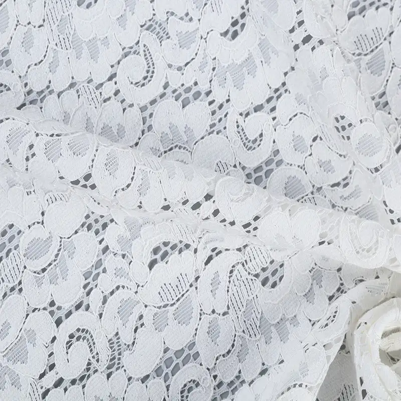 China Fabric for Blouse,Skirt,T-shirt ,Skirt  Lace Knit Fabric Cotton Nylon Rayon white color buy from China wholesaler bulk order at wholesale price free worldwide shipping Alibaba