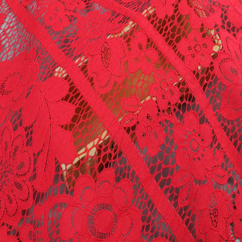 China Fabric for Shirt,Blouse,Skirt,Skirt  Lace Knit Fabric Cotton Nylon red color buy from China wholesaler bulk order at wholesale price free worldwide shipping Alibaba