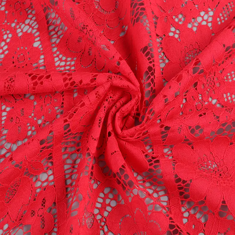 China Fabric for Shirt,Blouse,Skirt,Skirt  Lace Knit Fabric Cotton Nylon red color buy from China wholesaler bulk order at wholesale price free worldwide shipping Alibaba
