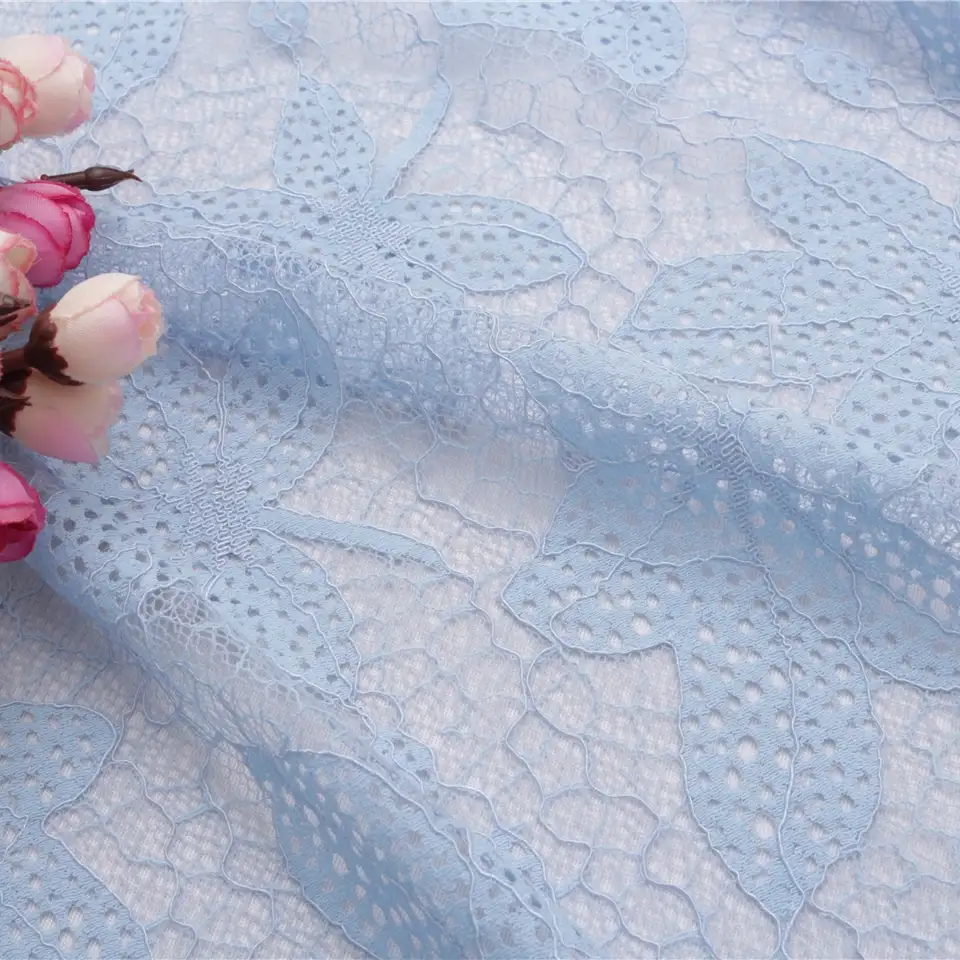 China Fabric for Shirt,T-Shirt,Blouse,Skirt,Skirt  Lace Knit Fabric Cotton Nylon Rayon blue color buy from China wholesaler bulk order at wholesale price free worldwide shipping Alibaba