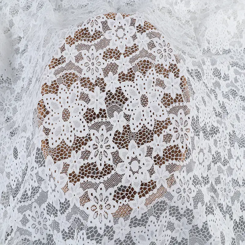 China Fabric for Blouse,Skirt,Skirt  Lace Knit Fabric Nylon Cotton Rayon white color buy from China wholesaler bulk order at wholesale price free worldwide shipping Alibaba