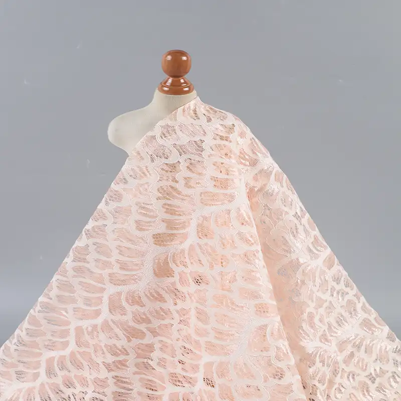 China Fabric for T-Shirt,Blouse,Skirt  Lace Knit Fabric Cotton Nylon Rayon pink color buy from China wholesaler bulk order at wholesale price free worldwide shipping Alibaba