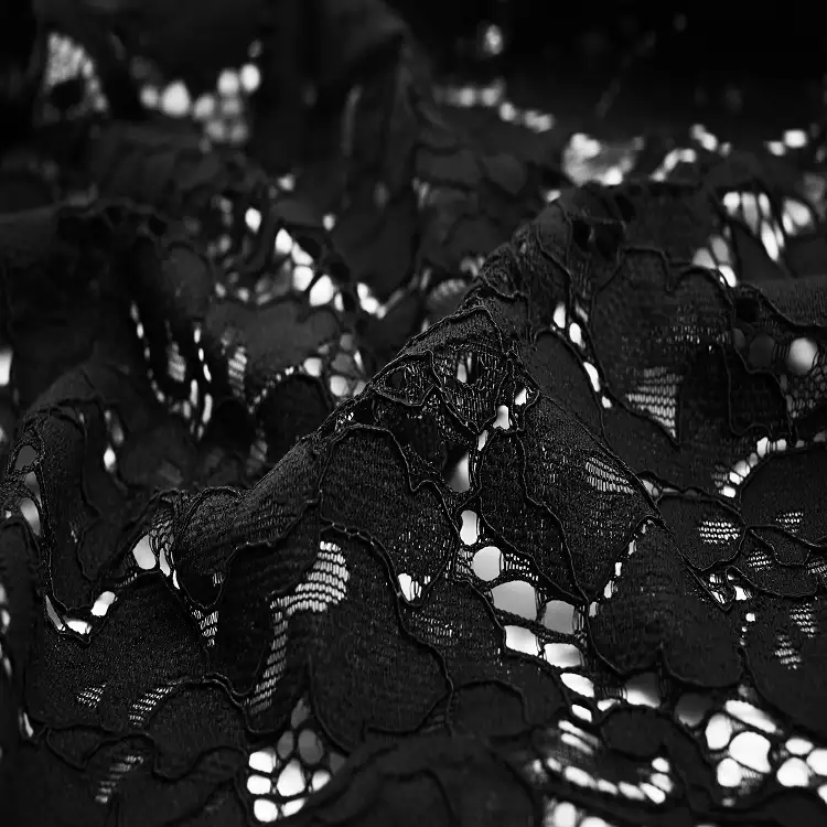 China Fabric for Shirt,Blouse,Skirt,Skirt  Lace Knit Fabric Cotton Nylon Rayon black color buy from China wholesaler bulk order at wholesale price free worldwide shipping Alibaba