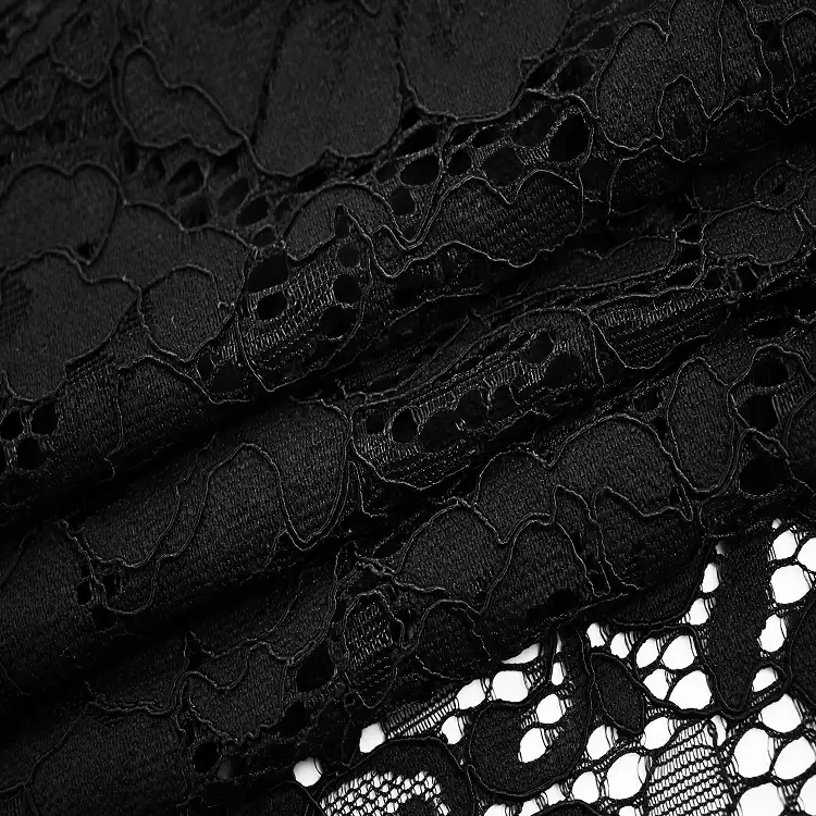 China Fabric for Shirt,Blouse,Skirt,Skirt  Lace Knit Fabric Cotton Nylon Rayon black color buy from China wholesaler bulk order at wholesale price free worldwide shipping Alibaba