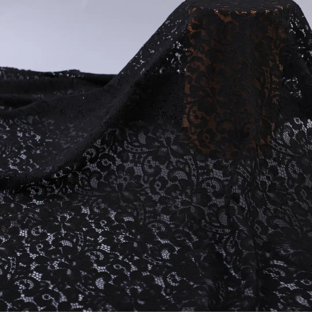 China Fabric for Blouse,Skirt,Skirt  Lace Knit Fabric Cotton Nylon Rayon black color buy from China wholesaler bulk order at wholesale price free worldwide shipping Alibaba