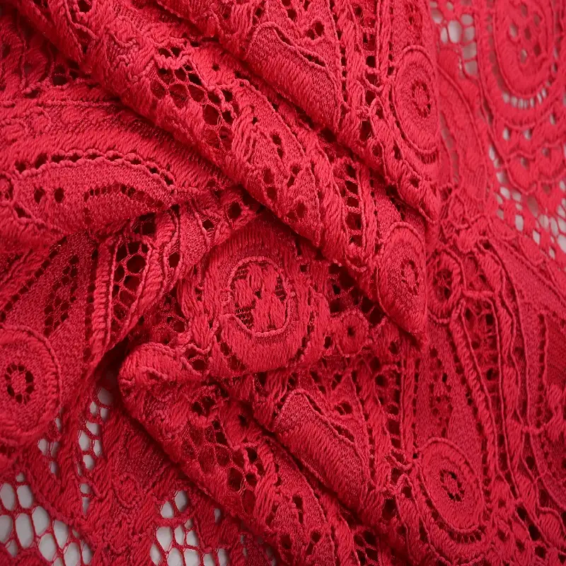 China Fabric for Shirt,T-Shirt,Blouse,Skirt Lace Knit Fabric Cotton Nylon Rayon red color buy from China wholesaler bulk order at wholesale price free worldwide shipping Alibaba