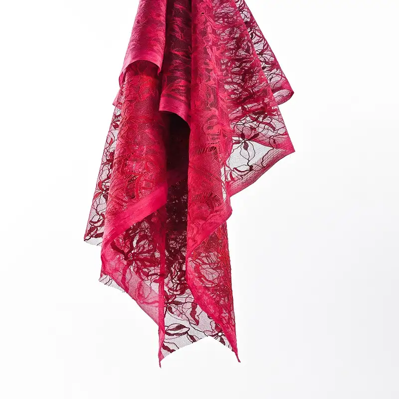 China Fabric for Shirt,T-Shirt,Blouse,Skirt  Lace Knit Fabric Nylon Cotton Rayon red color buy from China wholesaler bulk order at wholesale price free worldwide shipping Alibaba