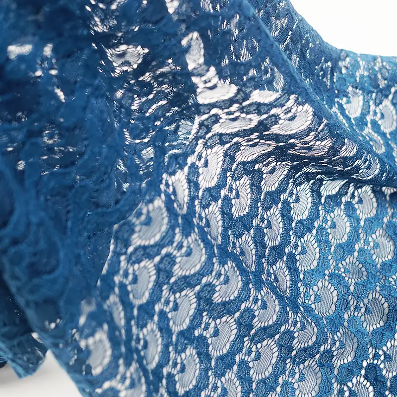 China Fabric for Shirt,Blouse,Skirt  Lace Knit Fabric Nylon Spandex blue color buy from China wholesaler bulk order at wholesale price free worldwide shipping Alibaba