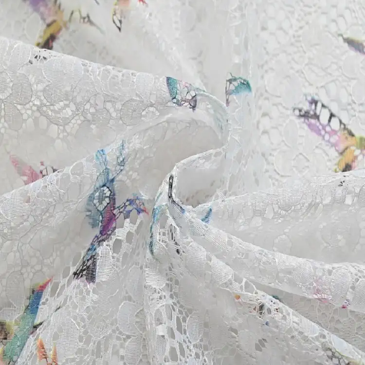 China Fabric for Shirt,Blouse,Skirt  Lace Knit Fabric Polyester white color buy from China wholesaler bulk order at wholesale price free worldwide shipping Alibaba