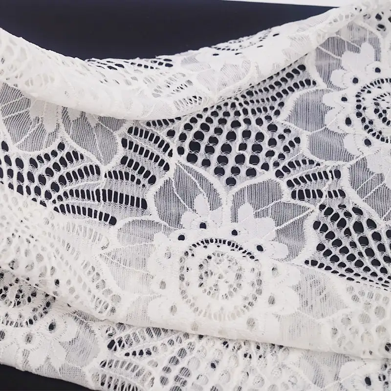 China Fabric for Shirt,Blouse,Skirt  Lace Knit Fabric Nylon Spandex white color buy from China wholesaler bulk order at wholesale price free worldwide shipping Alibaba