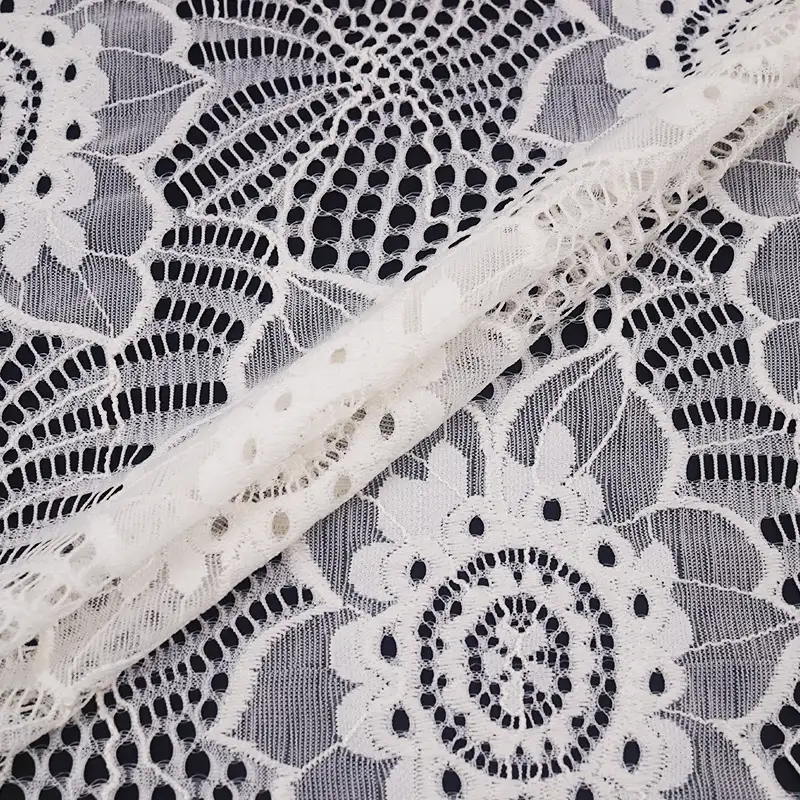 China Fabric for Shirt,Blouse,Skirt  Lace Knit Fabric Nylon Spandex white color buy from China wholesaler bulk order at wholesale price free worldwide shipping Alibaba