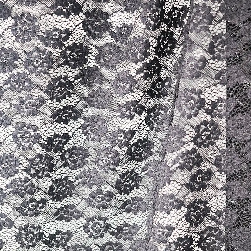 China Fabric for T-Shirt,Blouse,Dresses (Cardigan Button) ,Skirt  Lace Knit Fabric Nylon Spandex black color buy from China wholesaler bulk order at wholesale price free worldwide shipping Alibaba