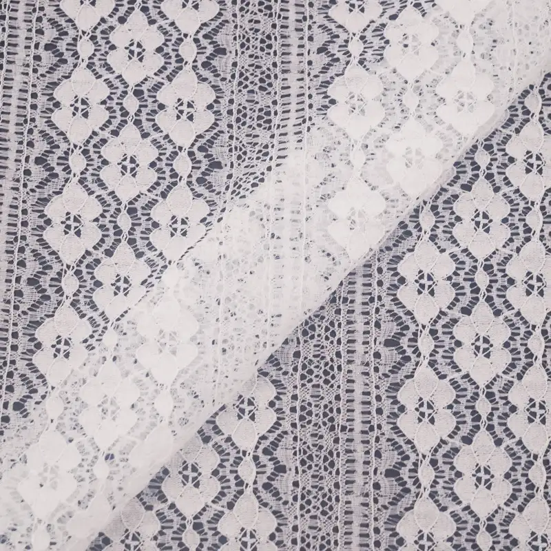 China Fabric for Blouse,Shirt Half Sleeve Button ,Dresses (Cardigan Open) ,Skirt  Lace Knit Fabric Nylon Spandex white color buy from China wholesaler bulk order at wholesale price free worldwide shipping Alibaba