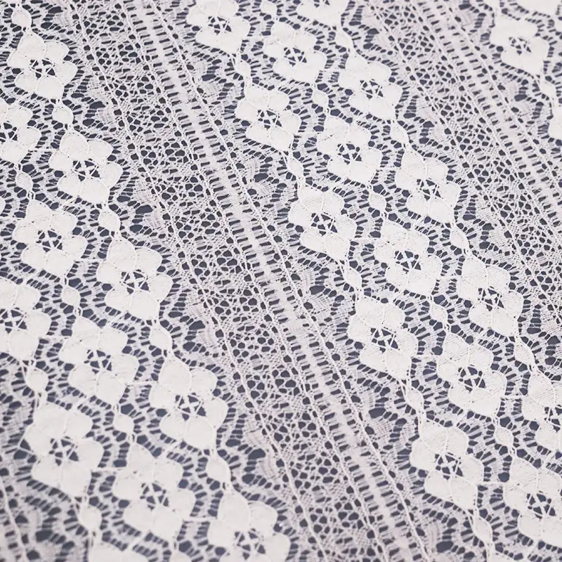 China Fabric for Blouse,Shirt Half Sleeve Button ,Dresses (Cardigan Open) ,Skirt  Lace Knit Fabric Nylon Spandex white color buy from China wholesaler bulk order at wholesale price free worldwide shipping Alibaba