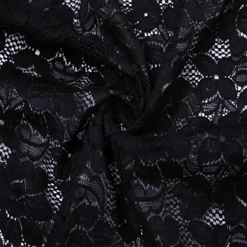 China Fabric for Polo Shirt,Blouse,Skirt,Shirt Long Sleeve Zipper ,Skirt  Lace Knit Fabric Cotton Nylon Spandex black color buy from China wholesaler bulk order at wholesale price free worldwide shipping Alibaba