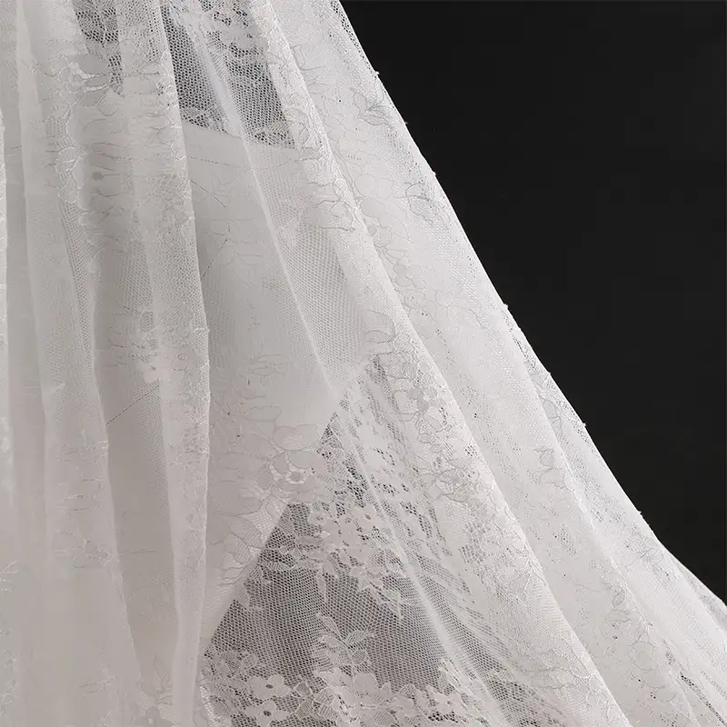 China Fabric for Blouse,Skirt,Shirt Long Sleeve Button ,Dresses (Cardigan Button) ,Skirt  Lace Knit Fabric Nylon white color buy from China wholesaler bulk order at wholesale price free worldwide shipping Alibaba